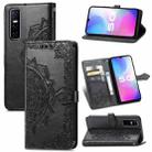 For vivo Y73S 5G Mandala Flower Embossed Horizontal Flip Leather Case with Holder & Three Card Slots & Wallet & Lanyard(Black) - 1