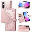 For vivo Y73S 5G Mandala Flower Embossed Horizontal Flip Leather Case with Holder & Three Card Slots & Wallet & Lanyard(Rose Gold) - 1