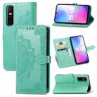 For vivo Y73S 5G Mandala Flower Embossed Horizontal Flip Leather Case with Holder & Three Card Slots & Wallet & Lanyard(Green) - 1