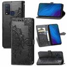 For vivo Y50 Mandala Flower Embossed Horizontal Flip Leather Case with Holder & Three Card Slots & Wallet & Lanyard(Black) - 1