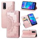 For vivo Y20 Mandala Flower Embossed Horizontal Flip Leather Case with Holder & Three Card Slots & Wallet & Lanyard(Rose Gold) - 1