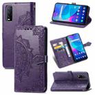 For vivo Y20 Mandala Flower Embossed Horizontal Flip Leather Case with Holder & Three Card Slots & Wallet & Lanyard(Purple) - 1