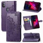 For T-Mobile Revvl 4 Mandala Flower Embossed Horizontal Flip Leather Case with Holder & Three Card Slots & Wallet & Lanyard(Purple) - 1