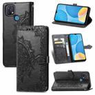 For OPPO A15 Mandala Flower Embossed Horizontal Flip Leather Case with Holder & Three Card Slots & Wallet & Lanyard(Black) - 1