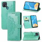 For OPPO A15 Mandala Flower Embossed Horizontal Flip Leather Case with Holder & Three Card Slots & Wallet & Lanyard(Green) - 1