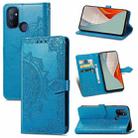 For OnePlus Nord N100 Mandala Flower Embossed Horizontal Flip Leather Case with Holder & Three Card Slots & Wallet & Lanyard(Blue) - 1