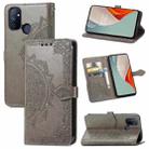 For OnePlus Nord N100 Mandala Flower Embossed Horizontal Flip Leather Case with Holder & Three Card Slots & Wallet & Lanyard(Grey) - 1