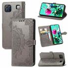 For LG K92 5G Mandala Flower Embossed Horizontal Flip Leather Case with Holder & Three Card Slots & Wallet & Lanyard(Grey) - 1