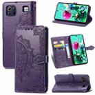 For LG K92 5G Mandala Flower Embossed Horizontal Flip Leather Case with Holder & Three Card Slots & Wallet & Lanyard(Purple) - 1