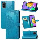 For LG K52 Mandala Flower Embossed Horizontal Flip Leather Case with Holder & Three Card Slots & Wallet & Lanyard(Blue) - 1