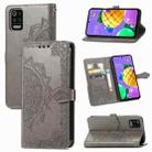 For LG K52 Mandala Flower Embossed Horizontal Flip Leather Case with Holder & Three Card Slots & Wallet & Lanyard(Grey) - 1