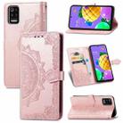 For LG K52 Mandala Flower Embossed Horizontal Flip Leather Case with Holder & Three Card Slots & Wallet & Lanyard(Rose Gold) - 1