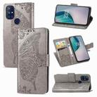 For OnePlus Nord N10 5G Butterfly Love Flower Embossed Horizontal Flip Leather Case with Bracket / Card Slot / Wallet / Lanyard(Gray) - 1