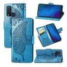 For vivo Y50 Butterfly Love Flower Embossed Horizontal Flip Leather Case with Bracket / Card Slot / Wallet / Lanyard(Blue) - 1