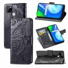 For OPPO Realme V3 Butterfly Love Flower Embossed Horizontal Flip Leather Case with Bracket / Card Slot / Wallet / Lanyard(Black) - 1