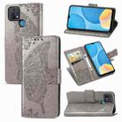 For OPPO A15 Butterfly Love Flower Embossed Horizontal Flip Leather Case with Bracket / Card Slot / Wallet / Lanyard(Gray) - 1