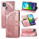 For Motorola Moto G9 Power Butterfly Love Flower Embossed Horizontal Flip Leather Case with Bracket / Card Slot / Wallet / Lanyard(Rose Gold) - 1