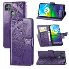 For Motorola Moto G9 Power Butterfly Love Flower Embossed Horizontal Flip Leather Case with Bracket / Card Slot / Wallet / Lanyard(Dark Purple) - 1