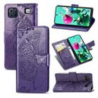 For LG K92 5G Butterfly Love Flower Embossed Horizontal Flip Leather Case with Bracket / Card Slot / Wallet / Lanyard(Dark Purple) - 1