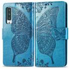 For Arrows NX9 F-52A Butterfly Love Flower Embossed Horizontal Flip Leather Case with Bracket / Card Slot / Wallet / Lanyard(Blue) - 2