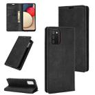 For Samsung Galaxy A02s (EU Version) Retro-skin Business Magnetic Suction Leather Case with Holder & Card Slots & Wallet(Black) - 1