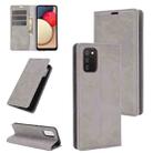 For Samsung Galaxy A02s (EU Version) Retro-skin Business Magnetic Suction Leather Case with Holder & Card Slots & Wallet(Grey) - 1