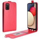For Samsung Galaxy A02s (EU Version) R64 Texture Single Vertical Flip Leather Protective Case with Card Slots & Photo Frame(Red) - 1