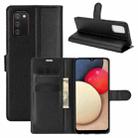 For Samsung Galaxy A02s (EU Version) Litchi Texture Horizontal Flip Protective Case with Holder & Card Slots & Wallet(Black) - 1