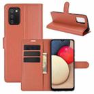 For Samsung Galaxy A02s (EU Version) Litchi Texture Horizontal Flip Protective Case with Holder & Card Slots & Wallet(Brown) - 1