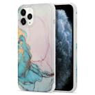 For iPhone 12 Pro Max Four Corners Anti-Shattering Flow Gold Marble IMD Phone Back Cover Case(Pink Blue LD5) - 1