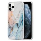 For iPhone 12 / 12 Pro Four Corners Anti-Shattering Flow Gold Marble IMD Phone Back Cover Case(Orange Blue LD4) - 1