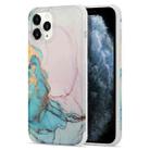 For iPhone 12 mini Four Corners Anti-Shattering Flow Gold Marble IMD Phone Back Cover Case (Pink Blue LD5) - 1