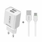 ENKAY Hat-Prince T003-1 10.5W 2.1A Dual USB Charging EU Plug Travel Power Adapter With 2.1A 1m Type-C Cable - 1