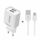 ENKAY Hat-Prince T003-1 10.5W 2.1A Dual USB Charging EU Plug Travel Power Adapter With 2.1A 1m Micro USB Cable - 1