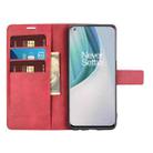 For OnePlus Nord N10 5G Retro Calf Pattern Buckle Horizontal Flip Leather Case with Holder & Card Slots & Wallet(Red) - 5