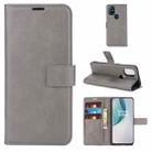 For OnePlus Nord N10 5G Retro Calf Pattern Buckle Horizontal Flip Leather Case with Holder & Card Slots & Wallet(Grey) - 1