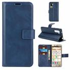 For Sharp Senior Retro Calf Pattern Buckle Horizontal Flip Leather Case with Holder & Card Slots & Wallet(Blue) - 1