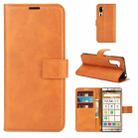 For Sharp Senior Retro Calf Pattern Buckle Horizontal Flip Leather Case with Holder & Card Slots & Wallet(Yellow) - 1