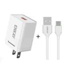 ENKAY Hat-Prince U036 18W 3A QC3.0 Fast Charging Power Adapter US Plug Portable Travel Charger With 3A 1m Type-C Cable - 1