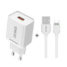 ENKAY Hat-Prince T033 18W 3A QC3.0 Fast Charging Power Adapter EU Plug Portable Travel Charger With 3A 1m 8 Pin Cable - 1