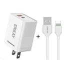 ENKAY Hat-Prince U033 18W 3A PD + QC3.0 Dual USB Fast Charging Power Adapter US Plug Portable Travel Charger With 1m 3A 8 Pin Cable - 1