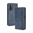 For Huawei P smart 2021/Y7a Magnetic Buckle Retro Crazy Horse Texture Horizontal Flip Leather Case with Holder & Card Slots & Photo Frame(Blue) - 1