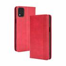 For LG K42 Magnetic Buckle Retro Crazy Horse Texture Horizontal Flip Leather Case  , with Holder & Card Slots & Photo Frame(Red) - 1