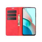 For Xiaomi Redmi Note 9 5G China Version Retro-skin Business Magnetic Suction Leather Case with Holder & Card Slots & Wallet(Red) - 5