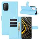 For Xiaomi Poco M3 Litchi Texture Horizontal Flip Protective Case with Holder & Card Slots & Wallet(Blue) - 1