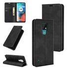 For Motorola Moto E7 Retro-skin Business Magnetic Suction Leather Case with Holder & Card Slots & Wallet(Black) - 1