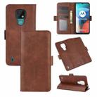 For Motorola Moto E7 Dual-side Magnetic Buckle Horizontal Flip Leather Case with Holder & Card Slots & Wallet(Brown) - 1