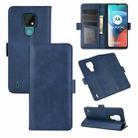 For Motorola Moto E7 Dual-side Magnetic Buckle Horizontal Flip Leather Case with Holder & Card Slots & Wallet(Dark Blue) - 1