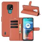 For Motorola Moto E7 Litchi Texture Horizontal Flip Protective Case with Holder & Card Slots & Wallet(Brown) - 1