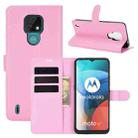 For Motorola Moto E7 Litchi Texture Horizontal Flip Protective Case with Holder & Card Slots & Wallet(Pink) - 1